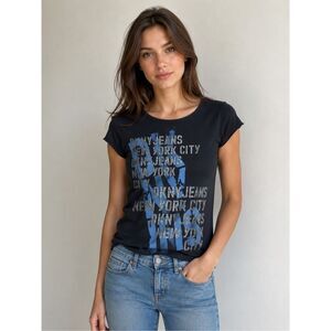 DKNY Black Tee with Blue Graphic